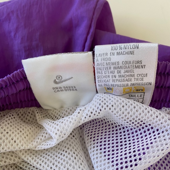 Vintage 90s Nike Swim Shorts Mens XL Purple Swoosh Logo Gray Tag Lined Trunks - Picture 11 of 11